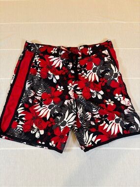Joe Boxer Hawaiian Floral Board Shorts Swim Trunks Men’s XL tropical surf shorts
